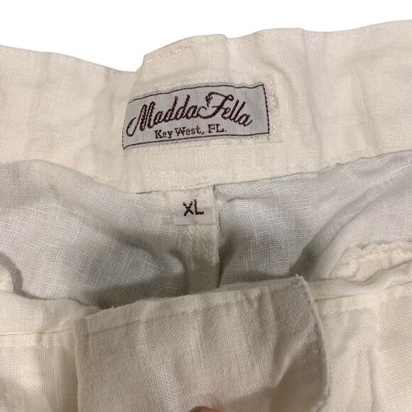 Madda Fella Womens White Coastal Linen Pants XL Beach Resort Cruise Vacation - Picture 5 of 8